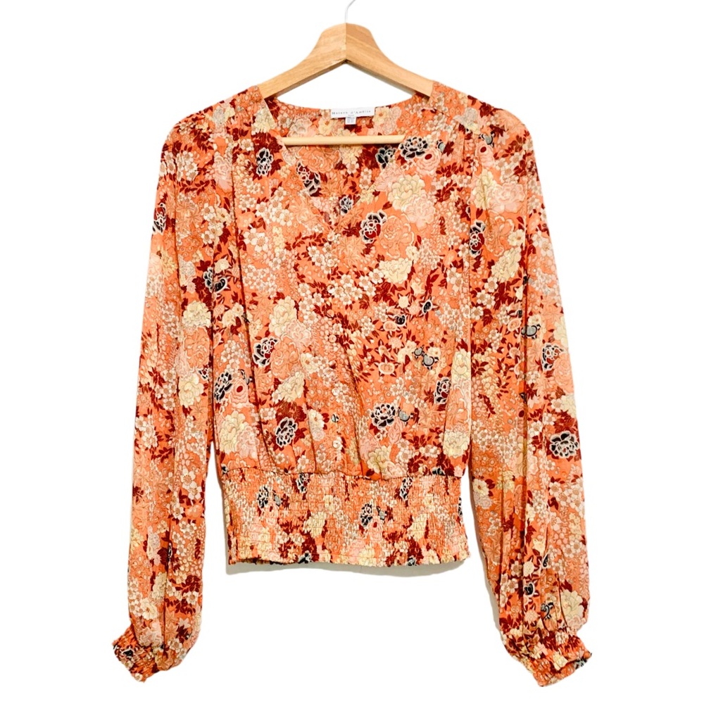 Maison d'Amelie Paris Bohemian Floral
Print V Neck Blouse Long Sleeve Size XS